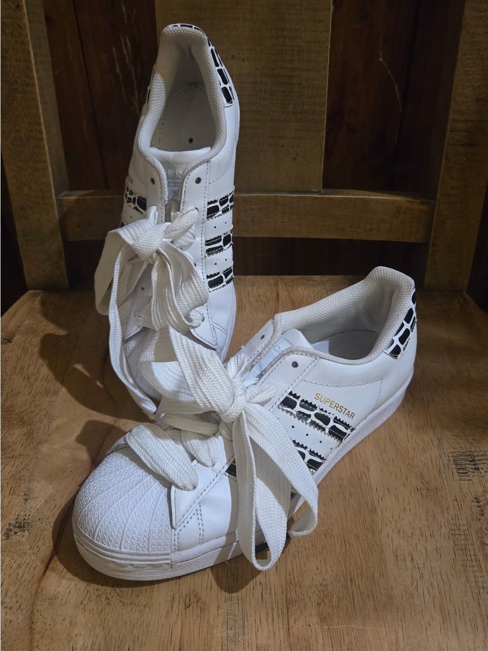 adidas White Superstar Sneakers with Black Accents